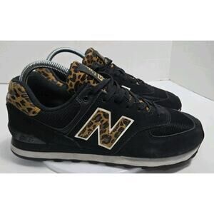 New Balance 574 Women Cheetah Leopard Print Black Shoes WL574JO2 Size 9